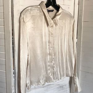 Zara NWT viscose champagne button up blouse